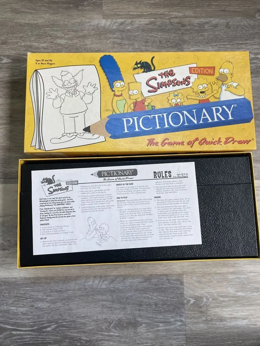 Pictionary The Simpsons Edition Board Game of Quick Draw USAopoly -READ